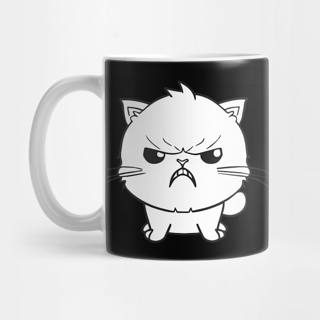 Cute angry hissing white cat by SPJE Illustration Photography